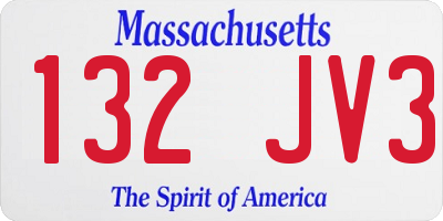 MA license plate 132JV3