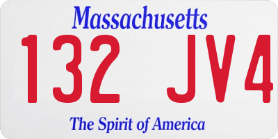 MA license plate 132JV4