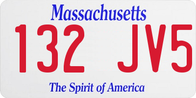 MA license plate 132JV5