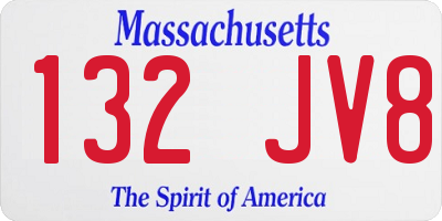 MA license plate 132JV8