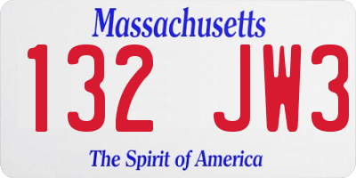 MA license plate 132JW3