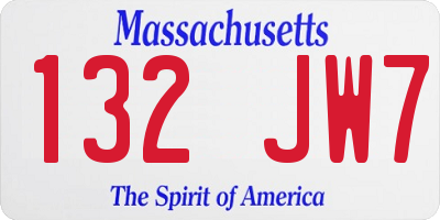 MA license plate 132JW7
