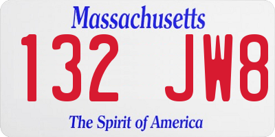 MA license plate 132JW8