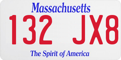 MA license plate 132JX8