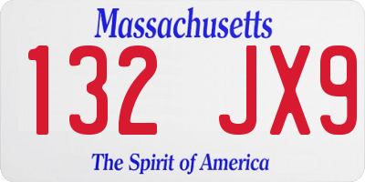 MA license plate 132JX9
