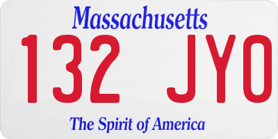 MA license plate 132JY0