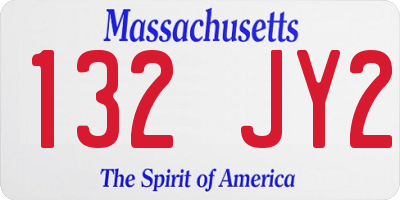 MA license plate 132JY2