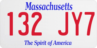 MA license plate 132JY7
