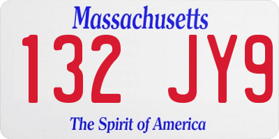 MA license plate 132JY9