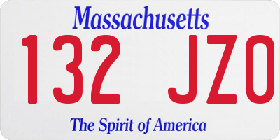 MA license plate 132JZ0