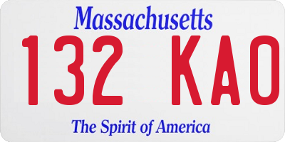 MA license plate 132KA0