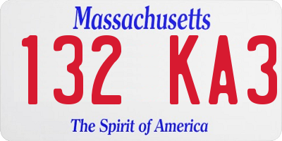 MA license plate 132KA3