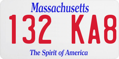 MA license plate 132KA8