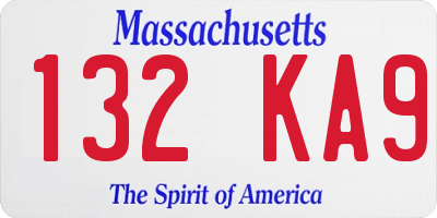 MA license plate 132KA9