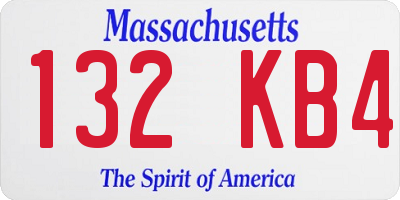 MA license plate 132KB4