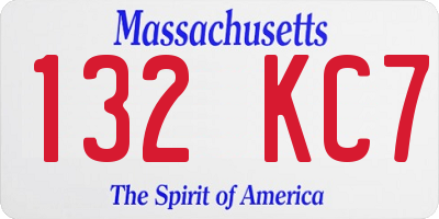 MA license plate 132KC7