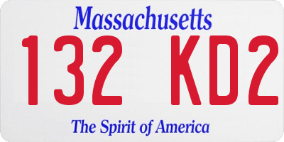 MA license plate 132KD2
