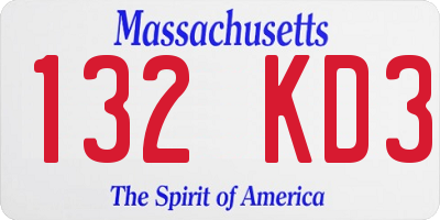 MA license plate 132KD3
