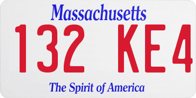 MA license plate 132KE4