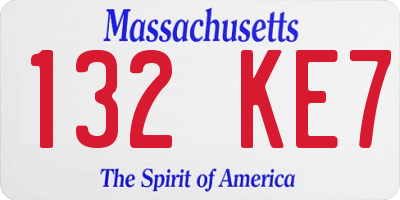 MA license plate 132KE7