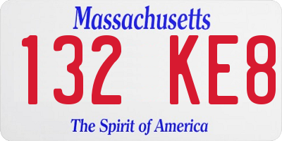 MA license plate 132KE8