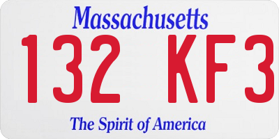 MA license plate 132KF3