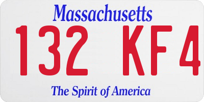 MA license plate 132KF4