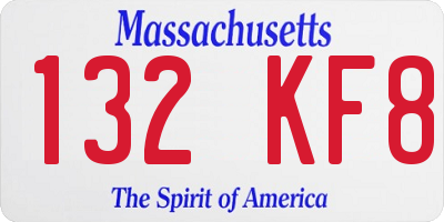 MA license plate 132KF8