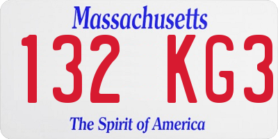 MA license plate 132KG3