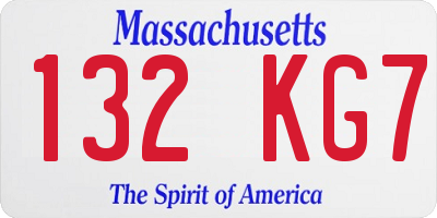 MA license plate 132KG7