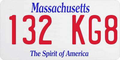 MA license plate 132KG8