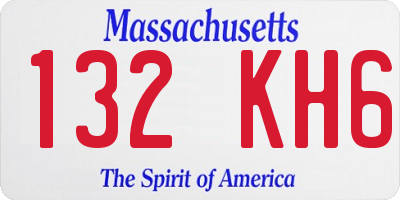 MA license plate 132KH6