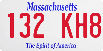 MA license plate 132KH8