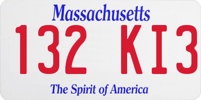 MA license plate 132KI3