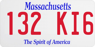 MA license plate 132KI6