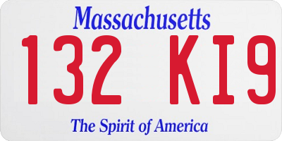 MA license plate 132KI9