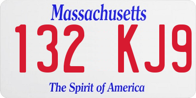 MA license plate 132KJ9