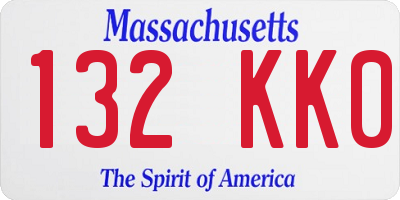 MA license plate 132KK0