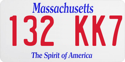 MA license plate 132KK7