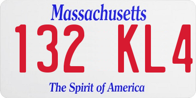 MA license plate 132KL4