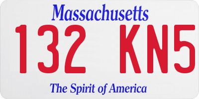 MA license plate 132KN5