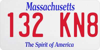 MA license plate 132KN8