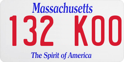 MA license plate 132KO0