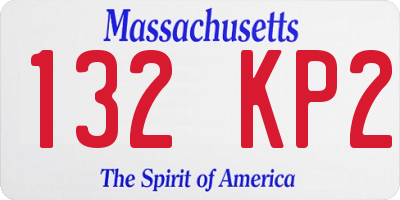 MA license plate 132KP2