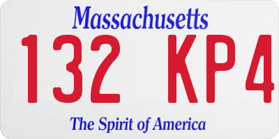 MA license plate 132KP4