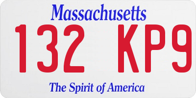 MA license plate 132KP9