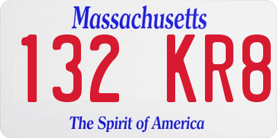 MA license plate 132KR8