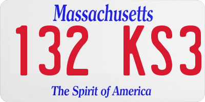 MA license plate 132KS3
