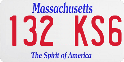 MA license plate 132KS6