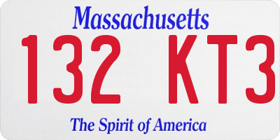 MA license plate 132KT3